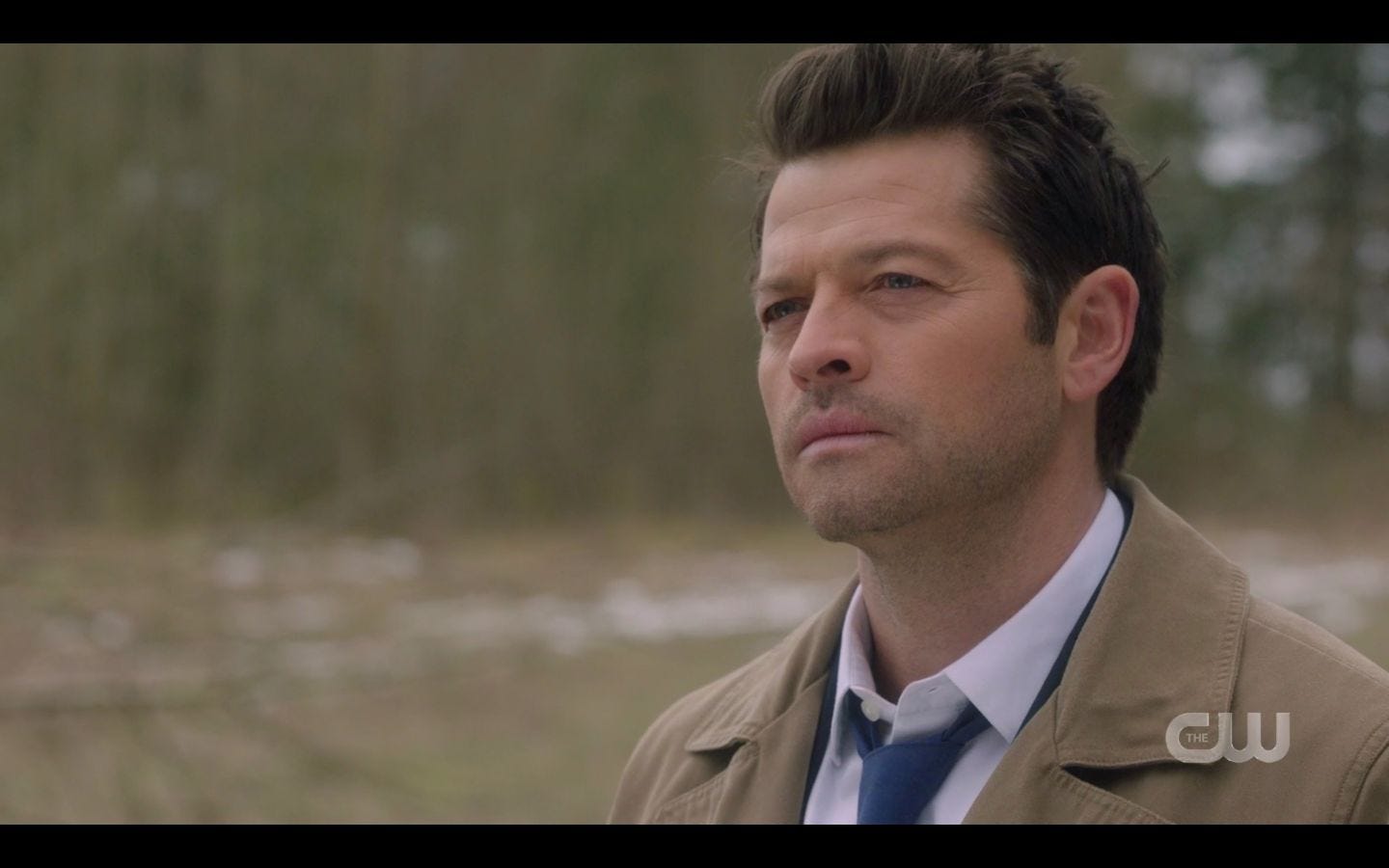 Castiel watches the hunters funeral pyre burn SPN Absence.