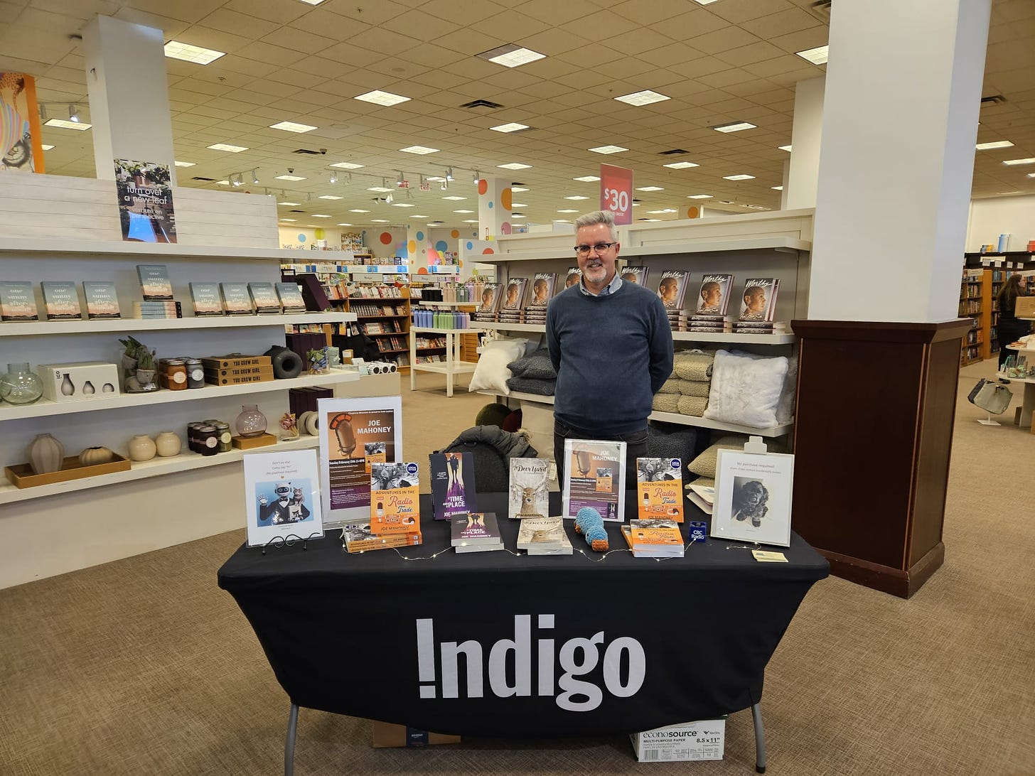 Joe with his books in Chapters Dieppe