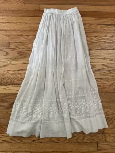 1920s Vintage Cotton White Skirt Embroidered XS - Picture 1 of 11