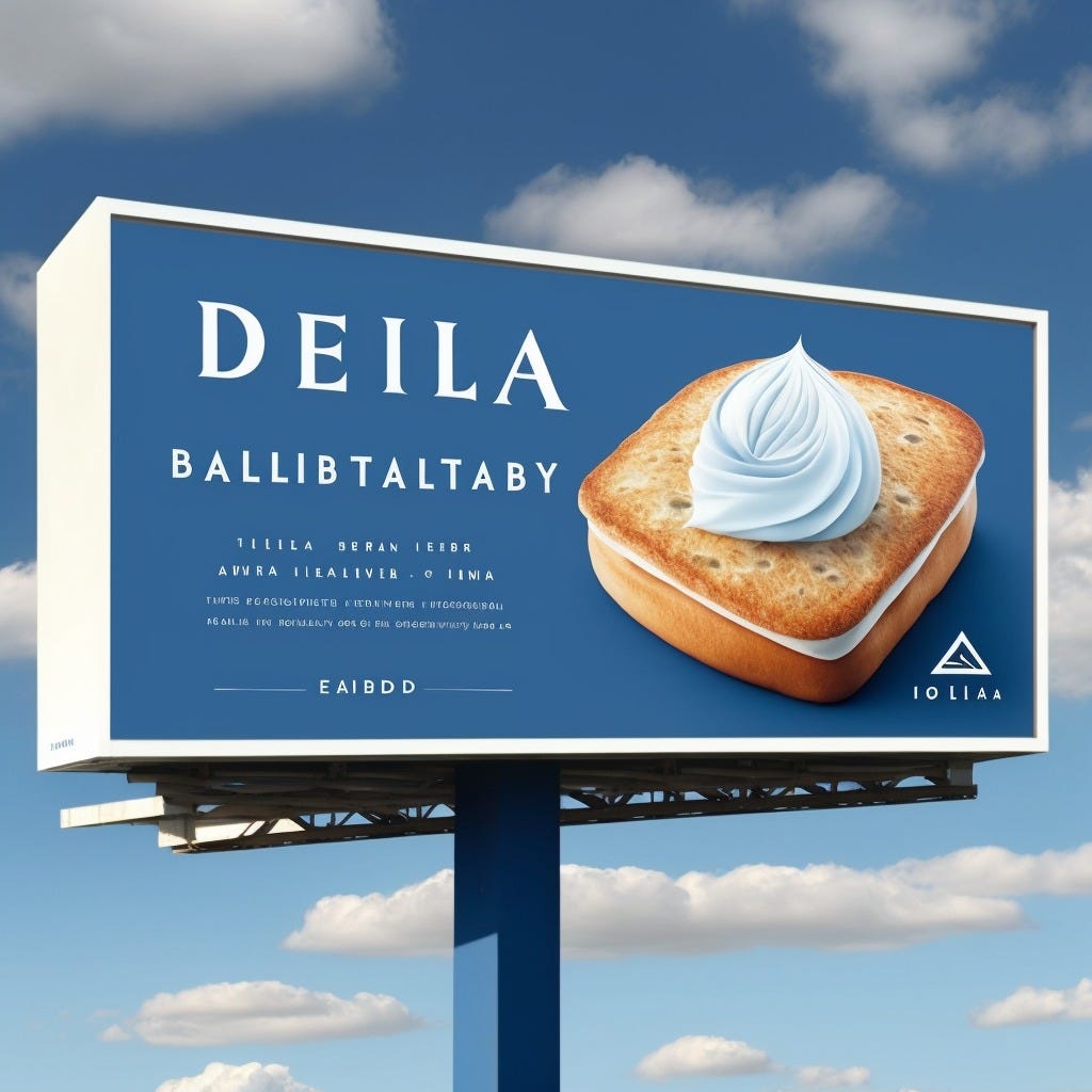 AI-generated billboard of Delta as a bread company