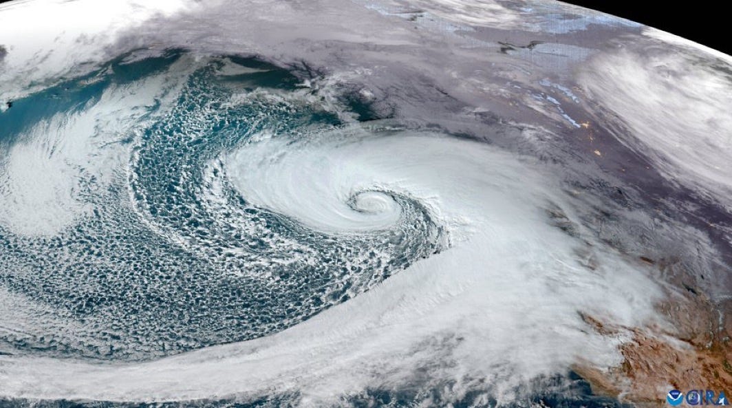 a typical cyclone structure above the northwest Pacific Ocean