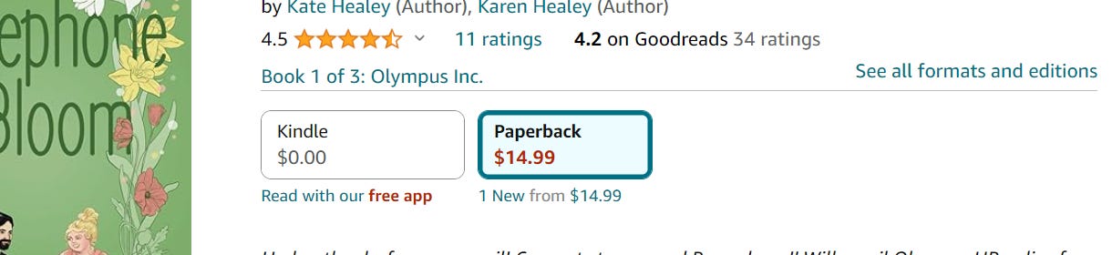 A screenshot of an Amazon page which shows Persephone in Bloom's paperback edition, priced at $14.99