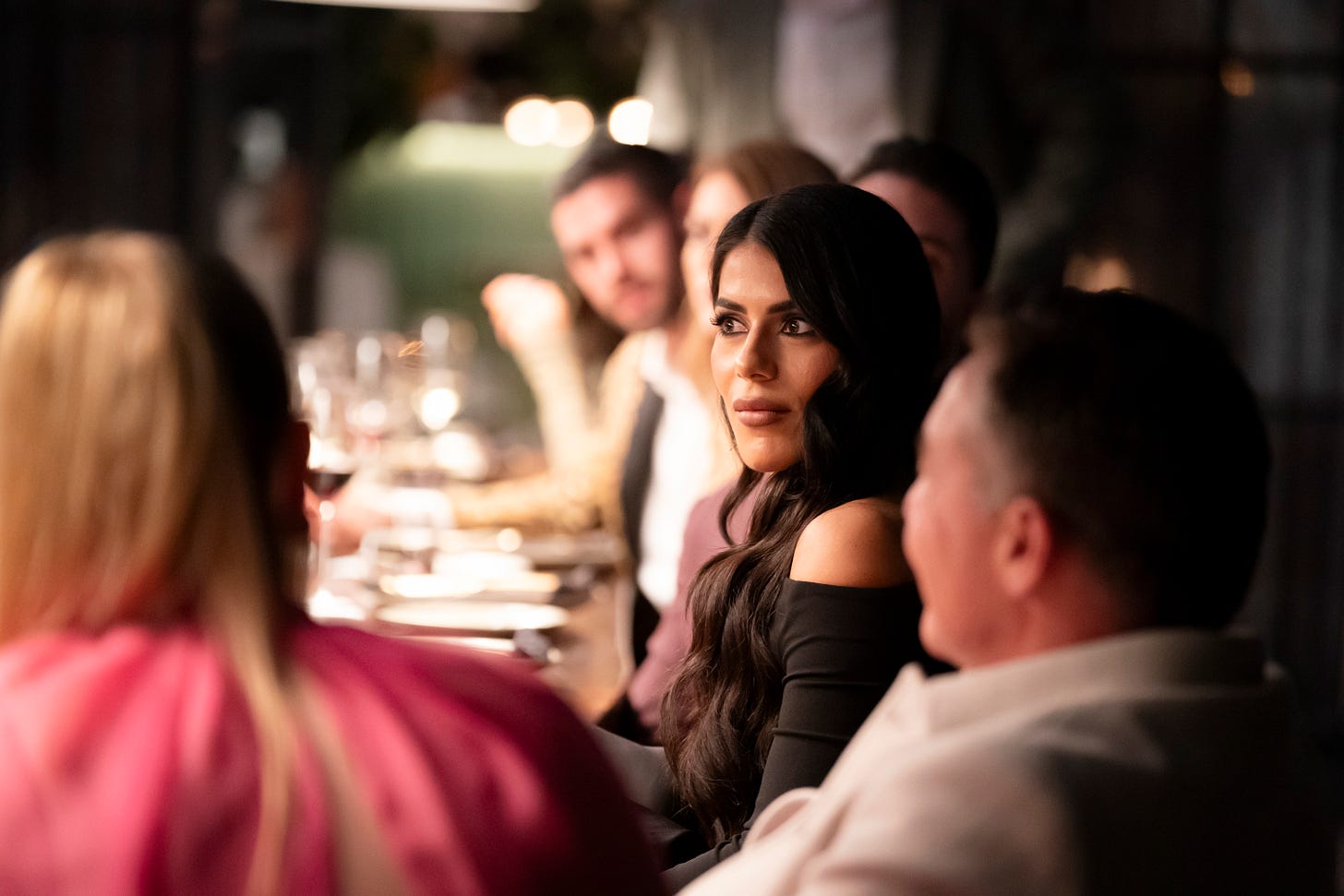 Morena argues with Paul while Carina looks uncomfortable at the MAFS 2025 dinner party recap.