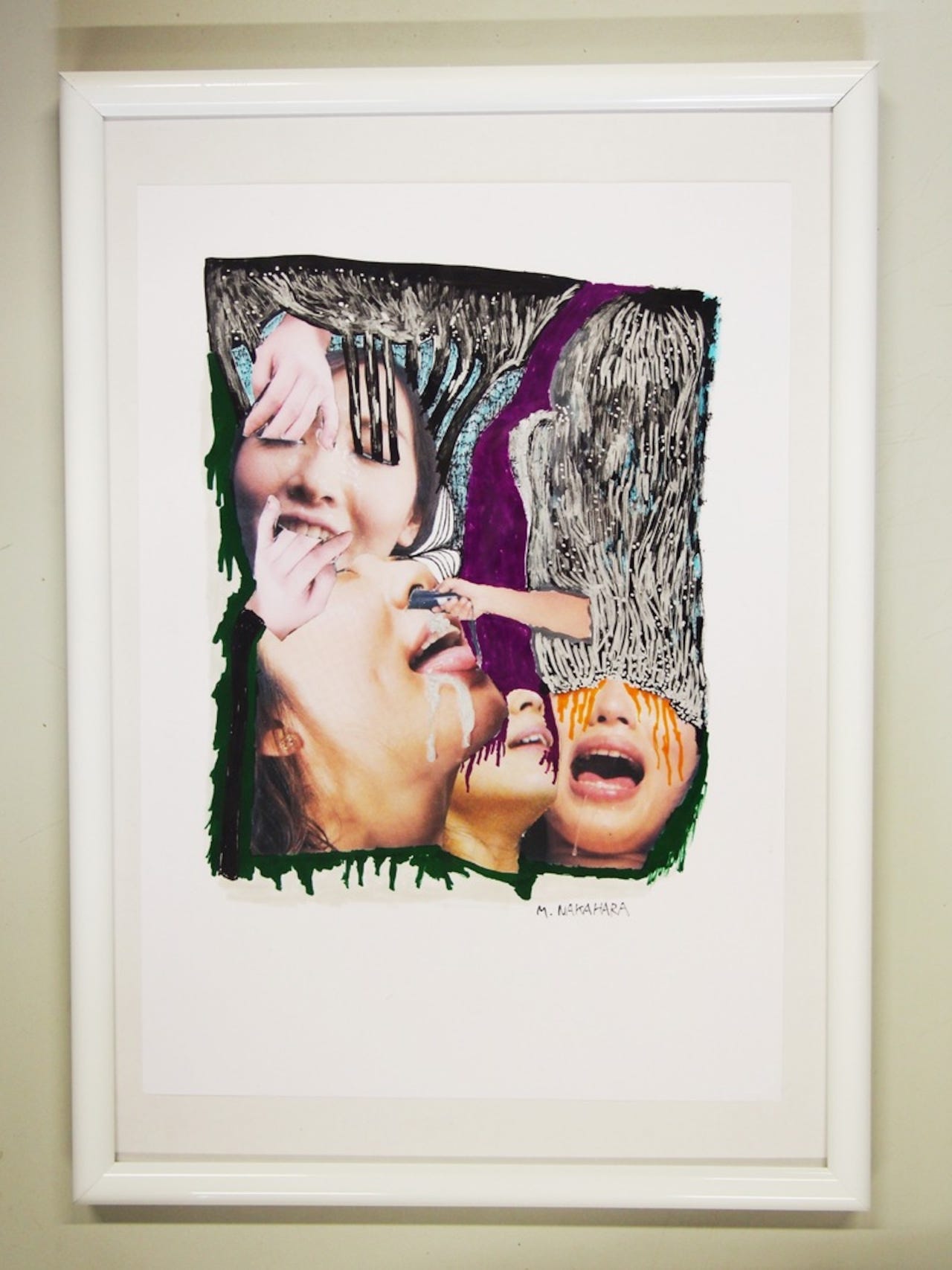 『中原昌也コラージュ原画（直筆イラストつき） 』（額縁付き）4 | 秘密画廊 "Himitsugaro"