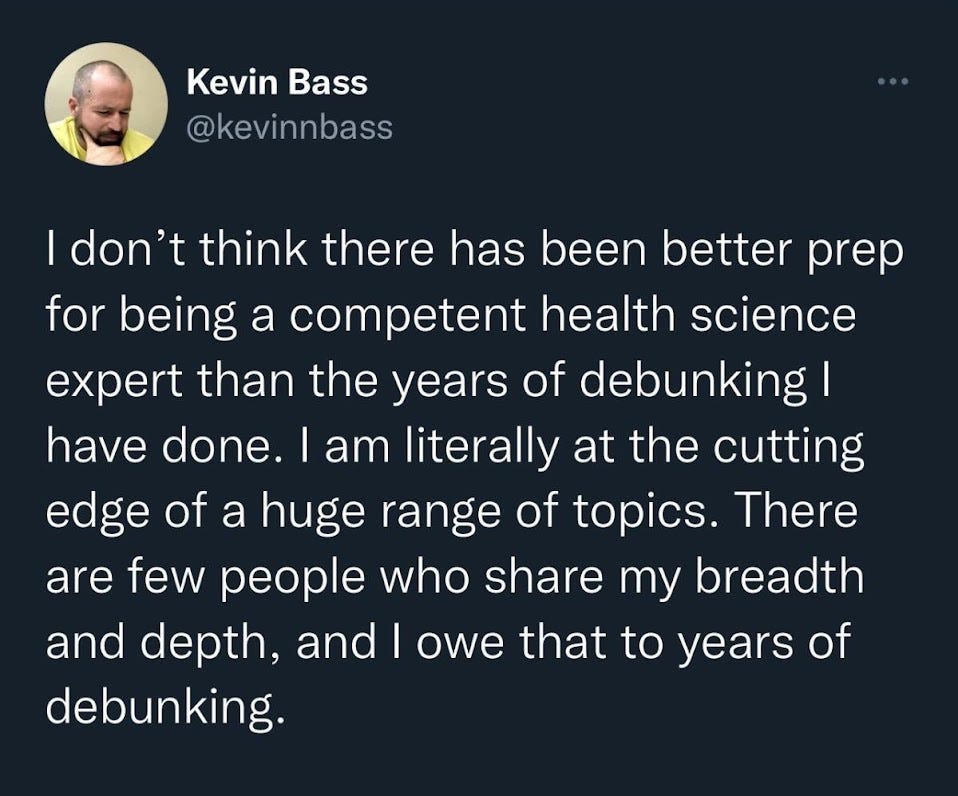 A tweet from Kevin Bass on which he declares his own genius above all others.