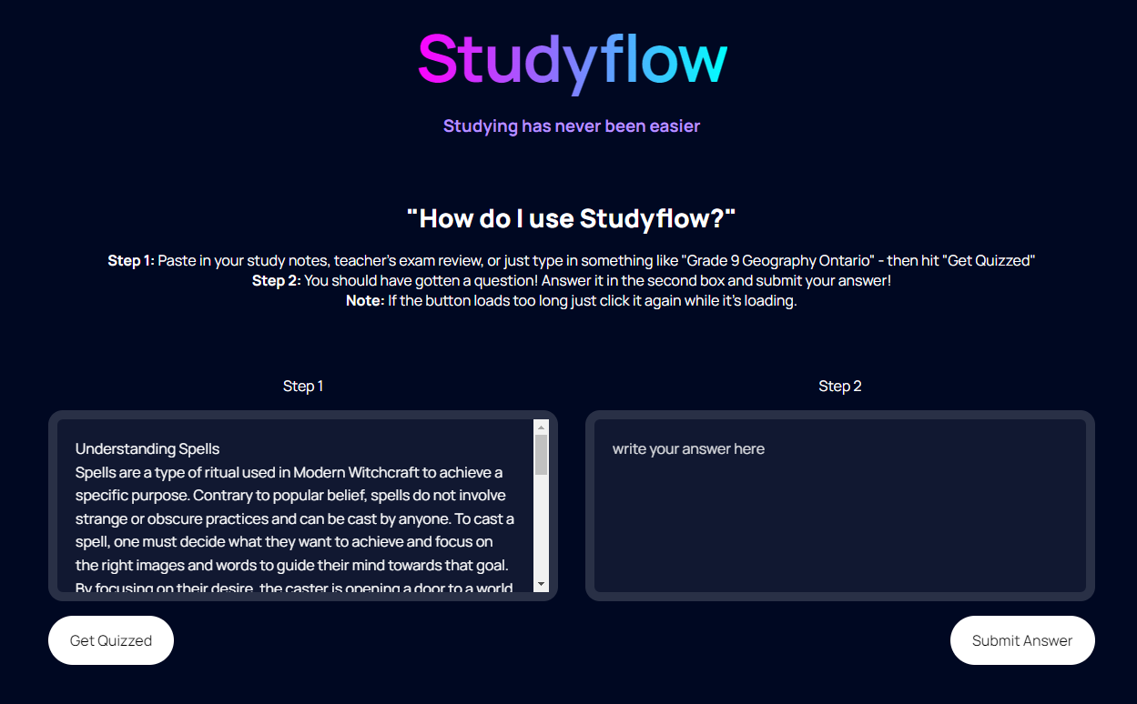 Studyflow prep based on spellcasting materials