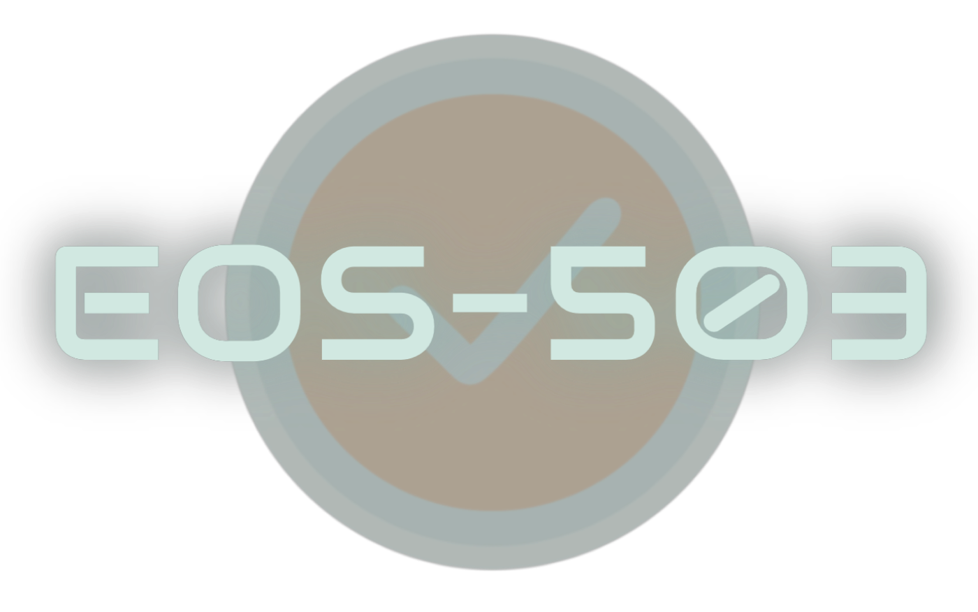 The text "EOS-503" over a circular badge with a checkmark.