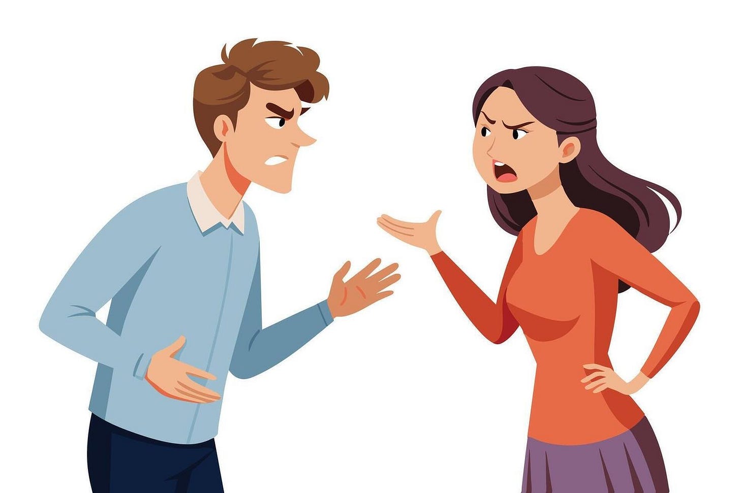 An illustration of a man and woman arguing, their expressions indicating a  heated disagreement. 47783411 Vector Art at Vecteezy