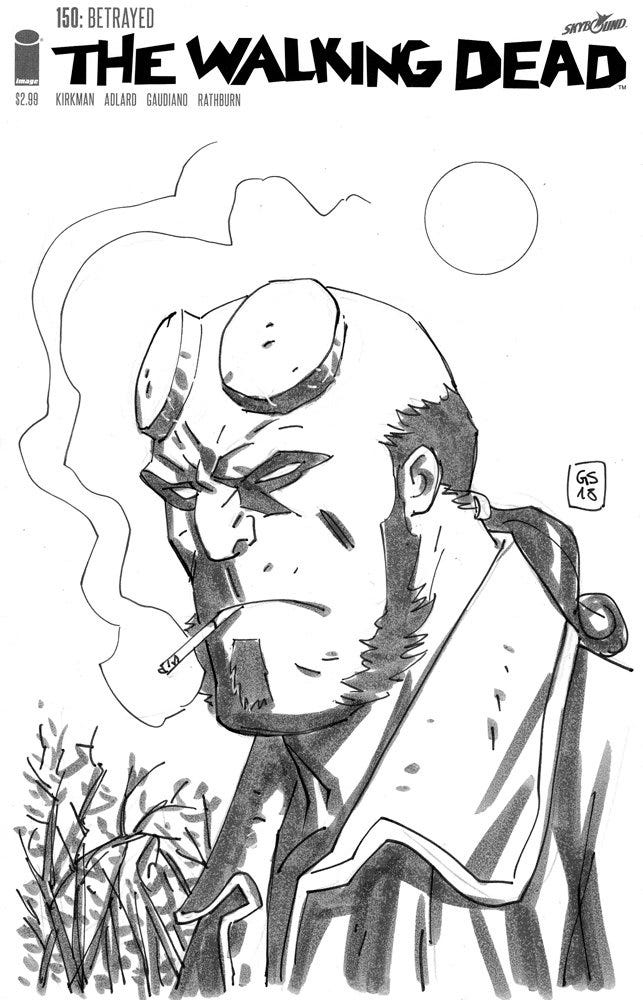 Hellboy Free Sketch Example On Blank Cover