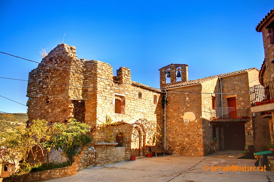 Església de Sant Miquel. Moror, Sant Esteve de la Sarga. Pallars Jussà. Lleida, Catalunya. Montsec d'Ares.