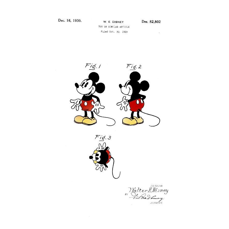 Vintage 1930 Mickey Mouse Patent Digital Art by Bill Cannon - Pixels