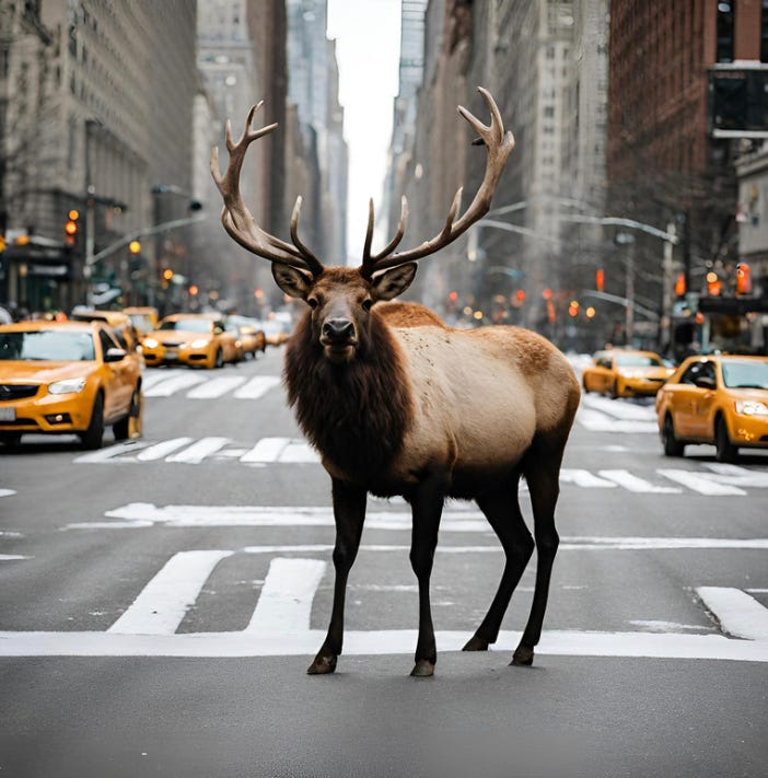 Elk in downtown Manhattan