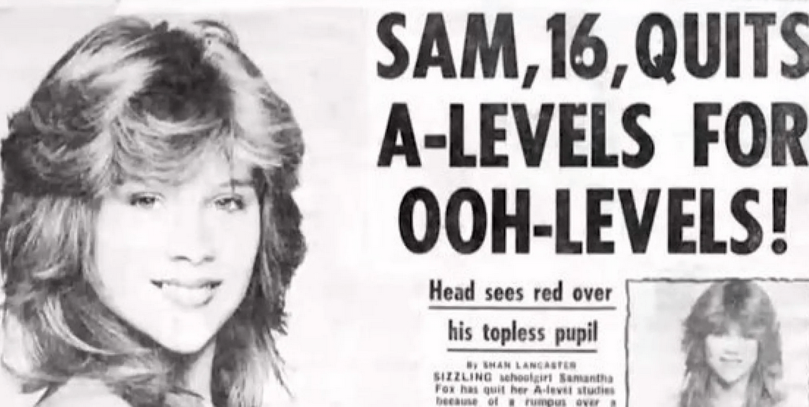 This is Sam Fox. At 16, she started posing topless with ...