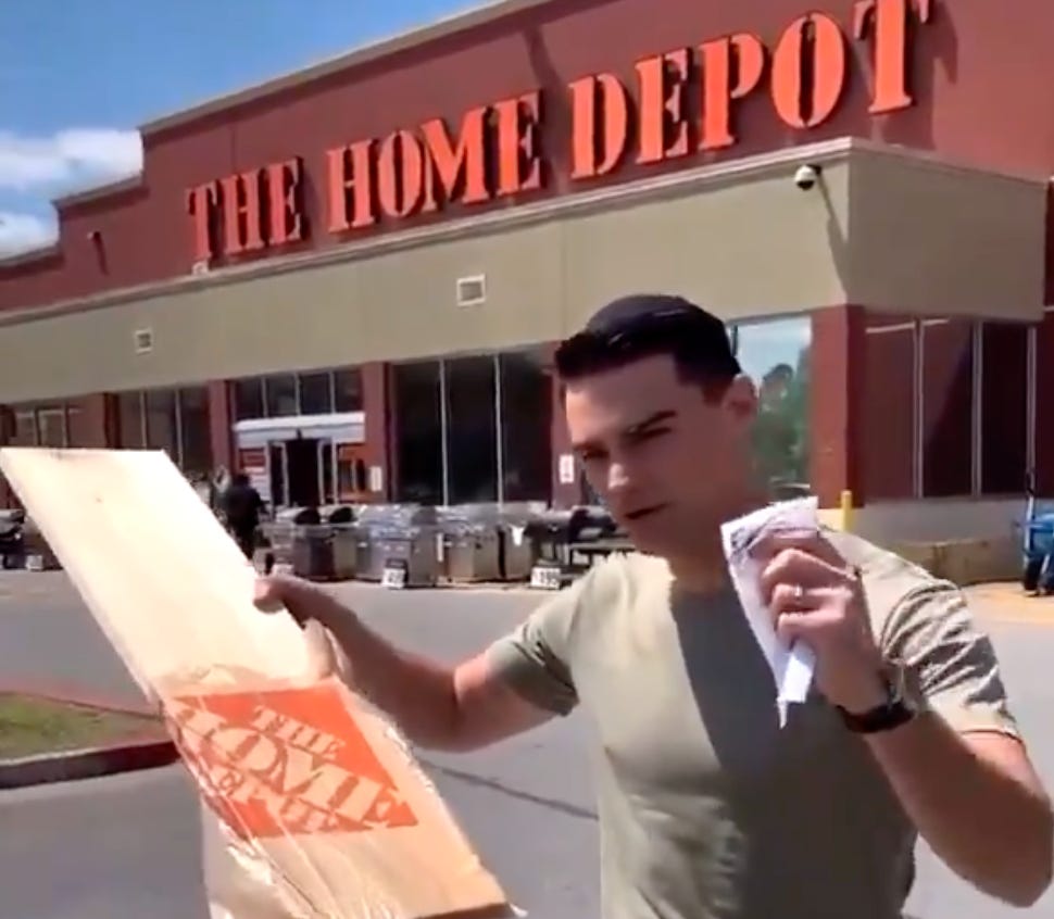 Ben Shapiro waving a plank of wood