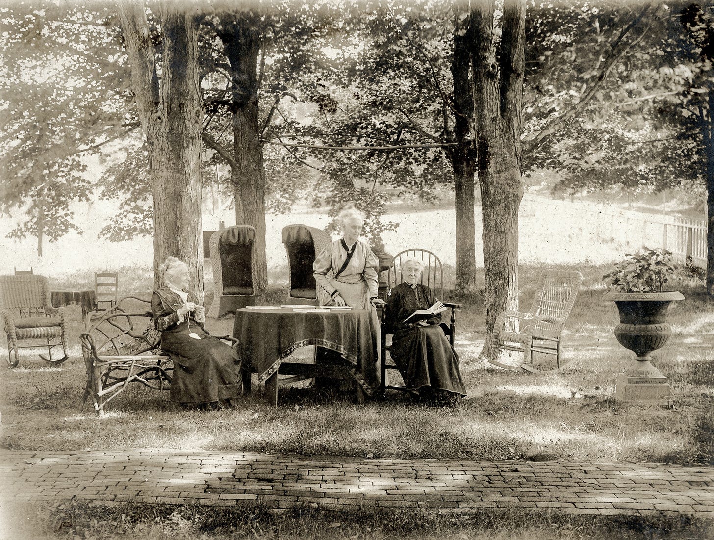 three women outside at Barr Estate