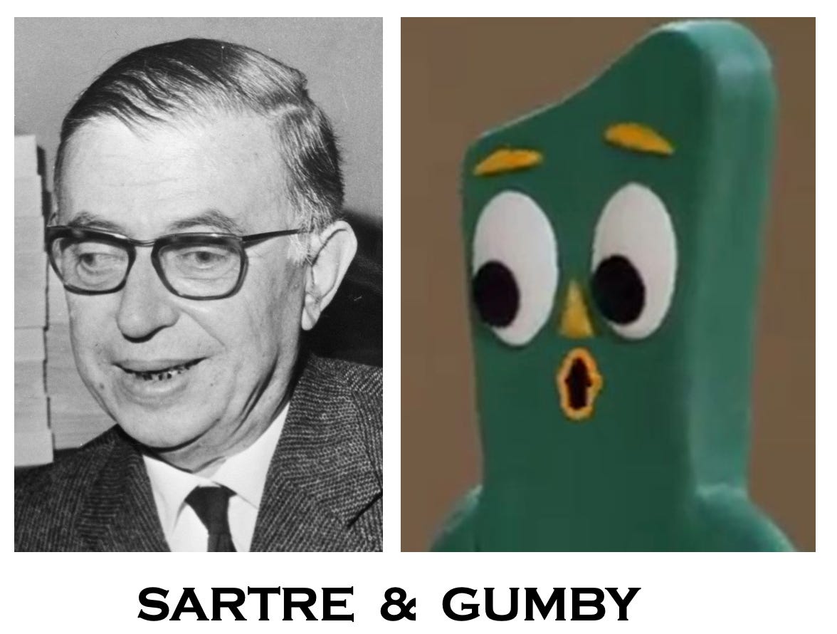 Photos of Sartre and Gumby