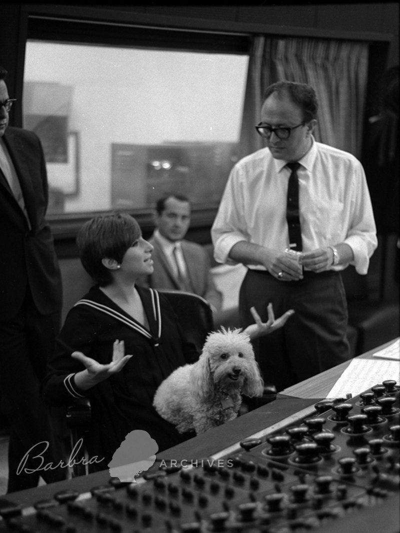 Streisand in Recording Studio A with her dog, Sadie