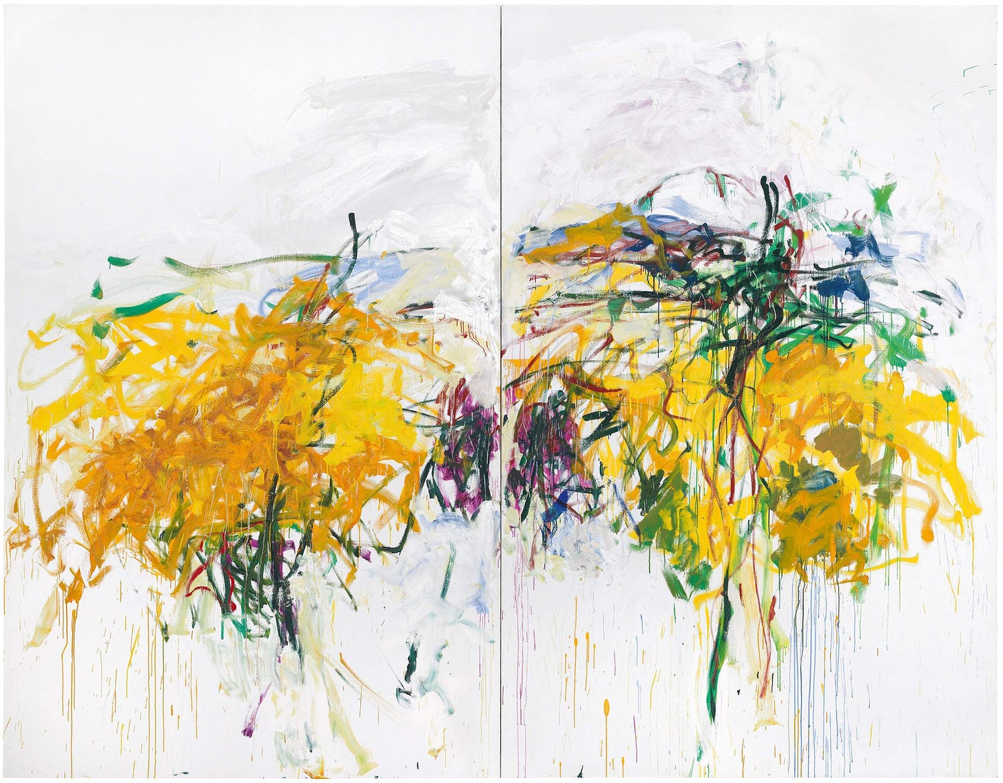 Untitled, 1992, abstract painting on 2 canvases by artist Joan Mitchell