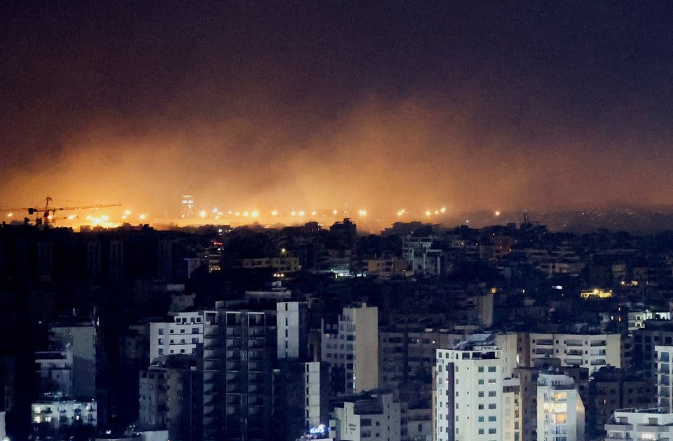 Smoke rises over Beirut’s southern suburbs after strikes