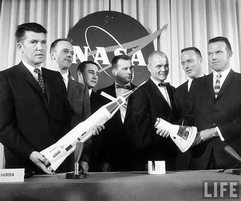 Mercury Seven Astronauts, during the April 9, 1959 news conference that introduced the Mercury ...