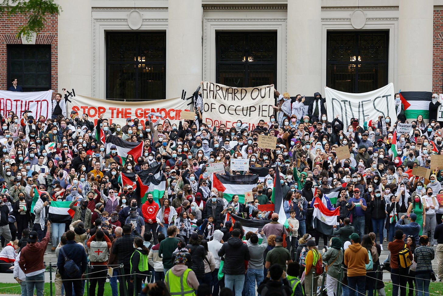 "Stand with Palestinians Under Siege in Gaza" rally at Harvard University in Cambridge