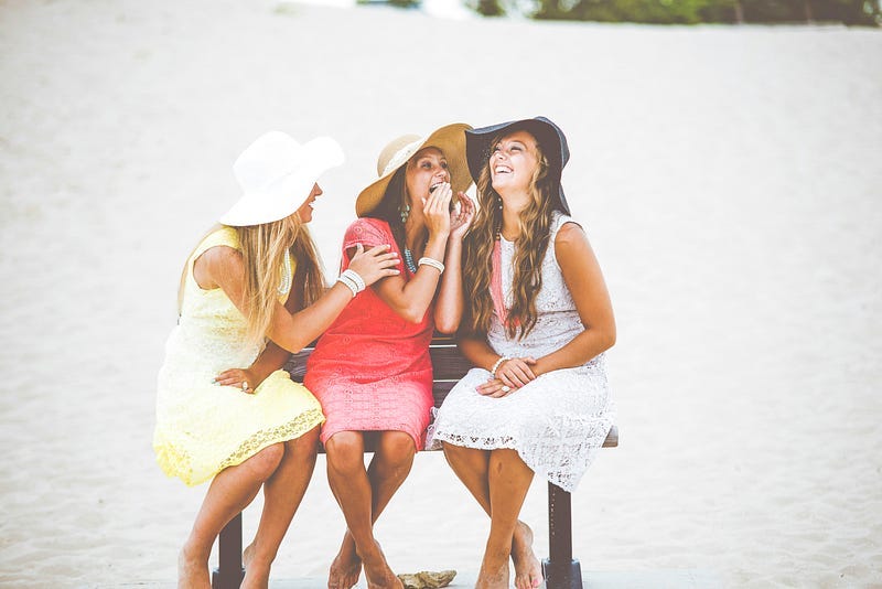 Three ladies gossiping.