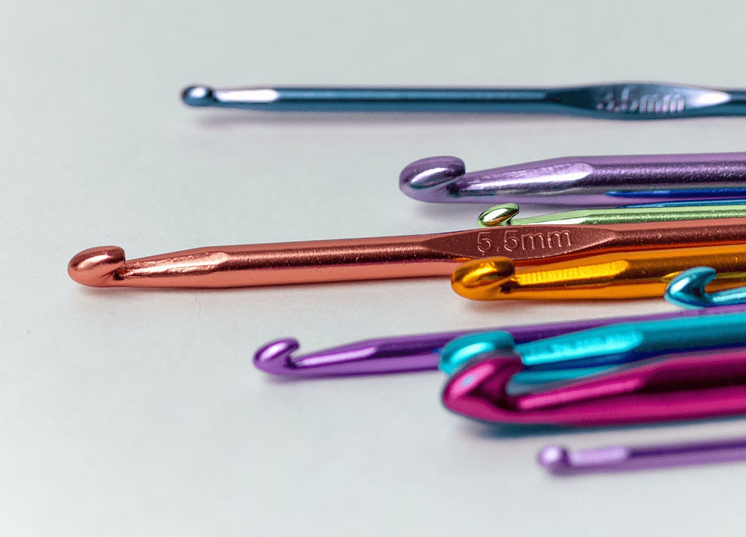 Colorful crochet hooks
