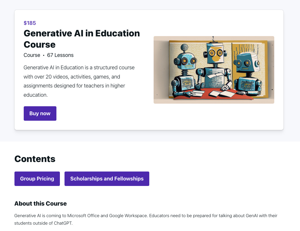 Screenshot of generative AI in education course