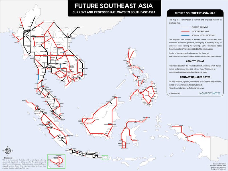 Current and proposed railways of Southeast Asia (2017)