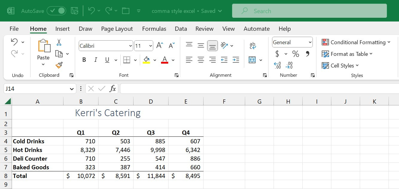 Excel spreadsheet