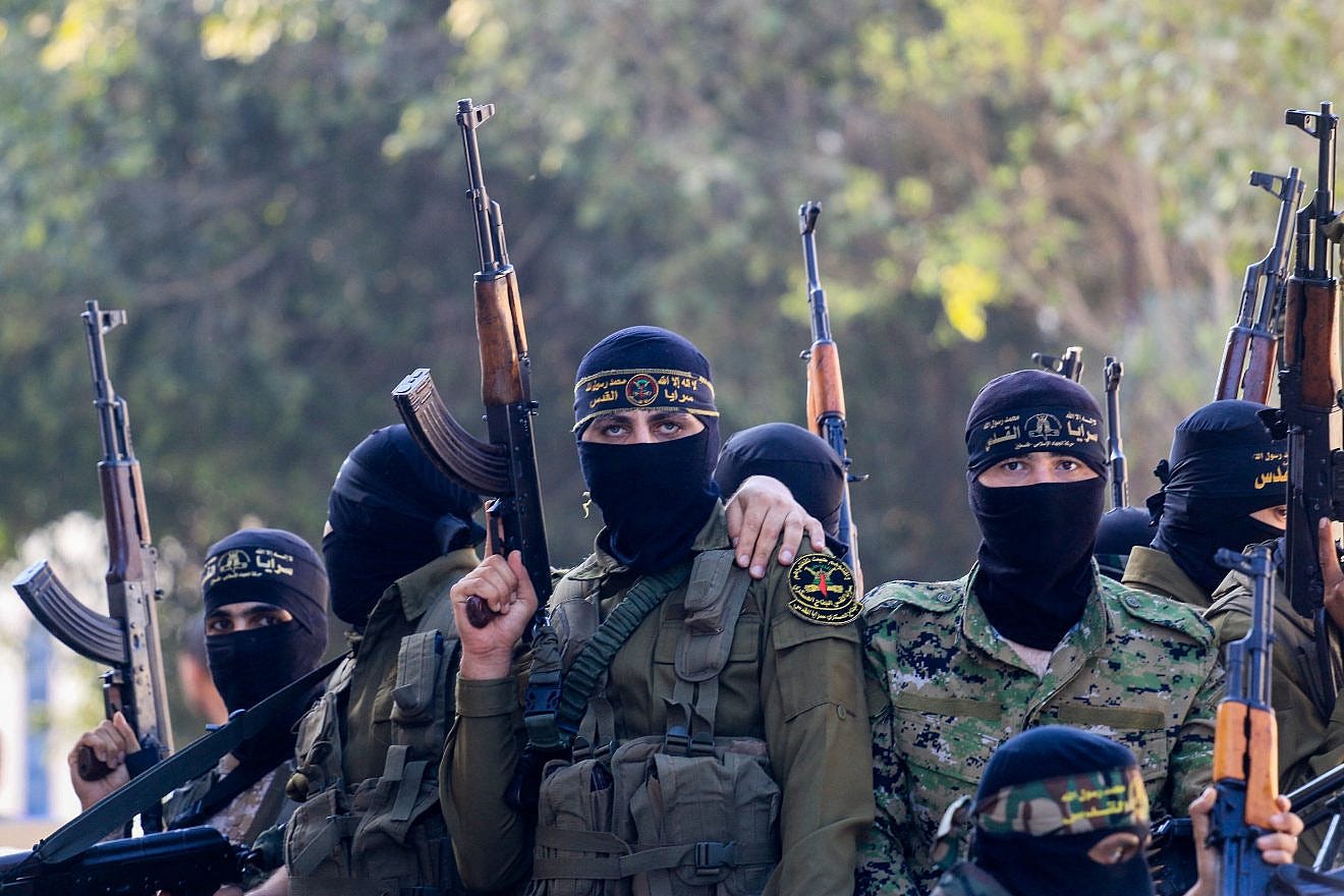 Palestinian Islamic Jihad members attend a funeral in Gaza, Sept. 8, 2019. Photo by Hassan Jedi/Flash90.