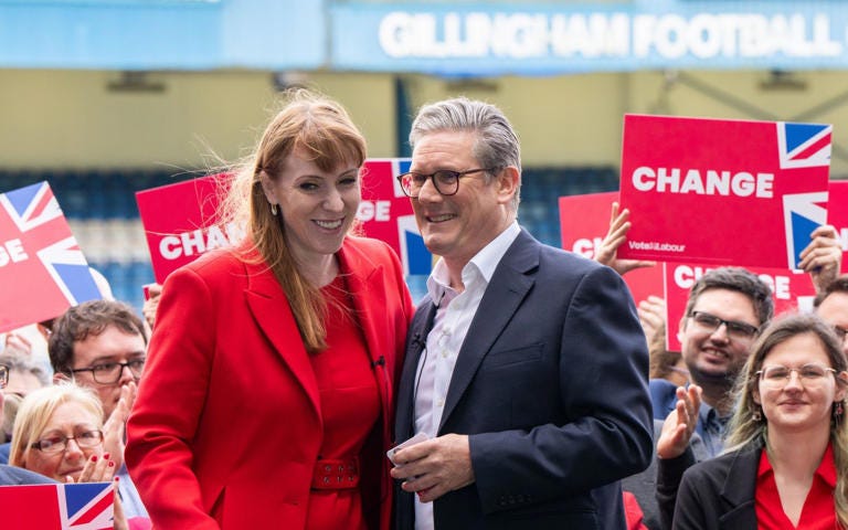 Angela Rayner and Sir Keir Starmer launched Labour's election campaign at Gillingham Football Club on Thursday morning - Labour Party