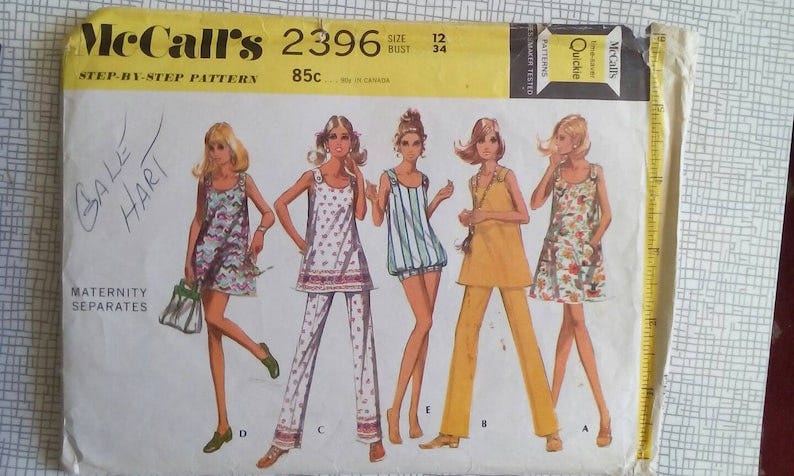 1970 Maternity Separates 34 Bust McCalls 2396 Vintage Sewing Pattern image 1