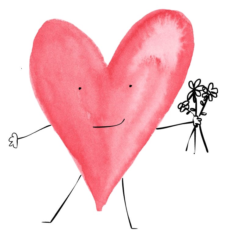 Heart person holding flowers