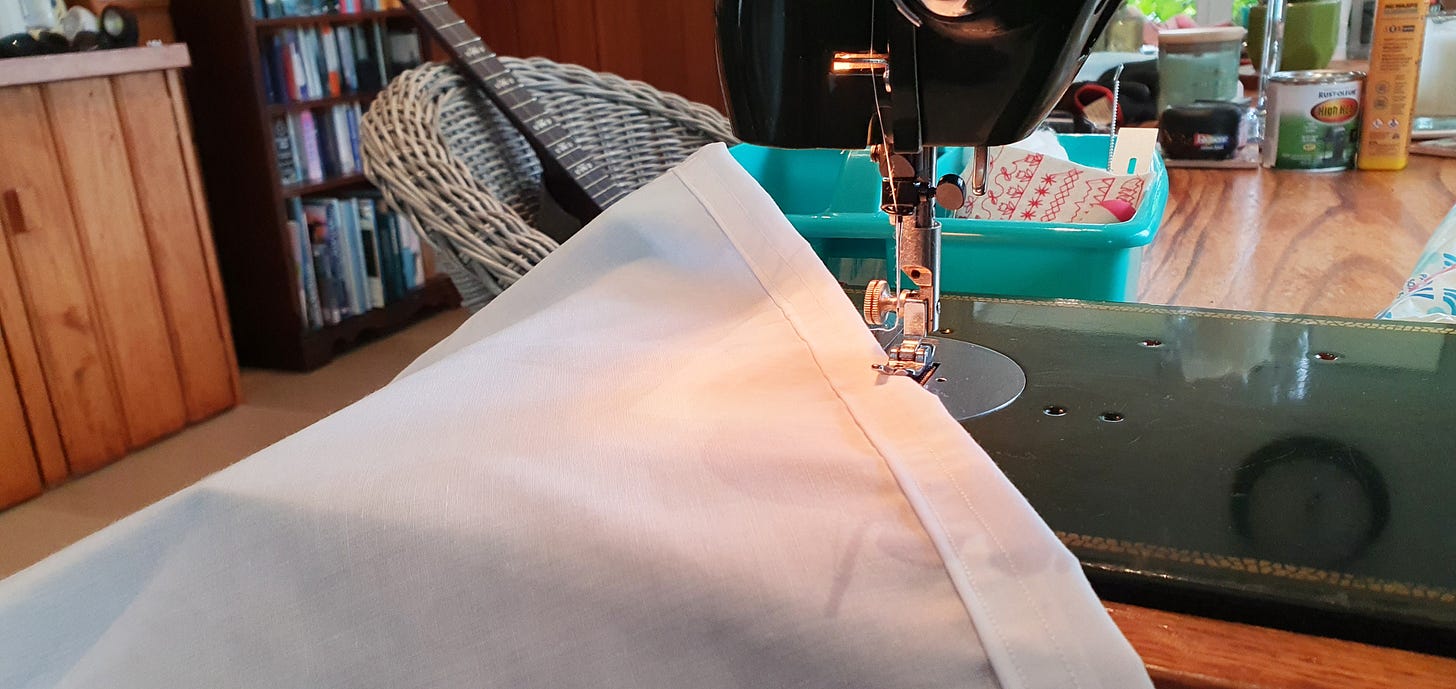 My 80 year old Bernina sewing machine and sewing the new MKYRD white flag