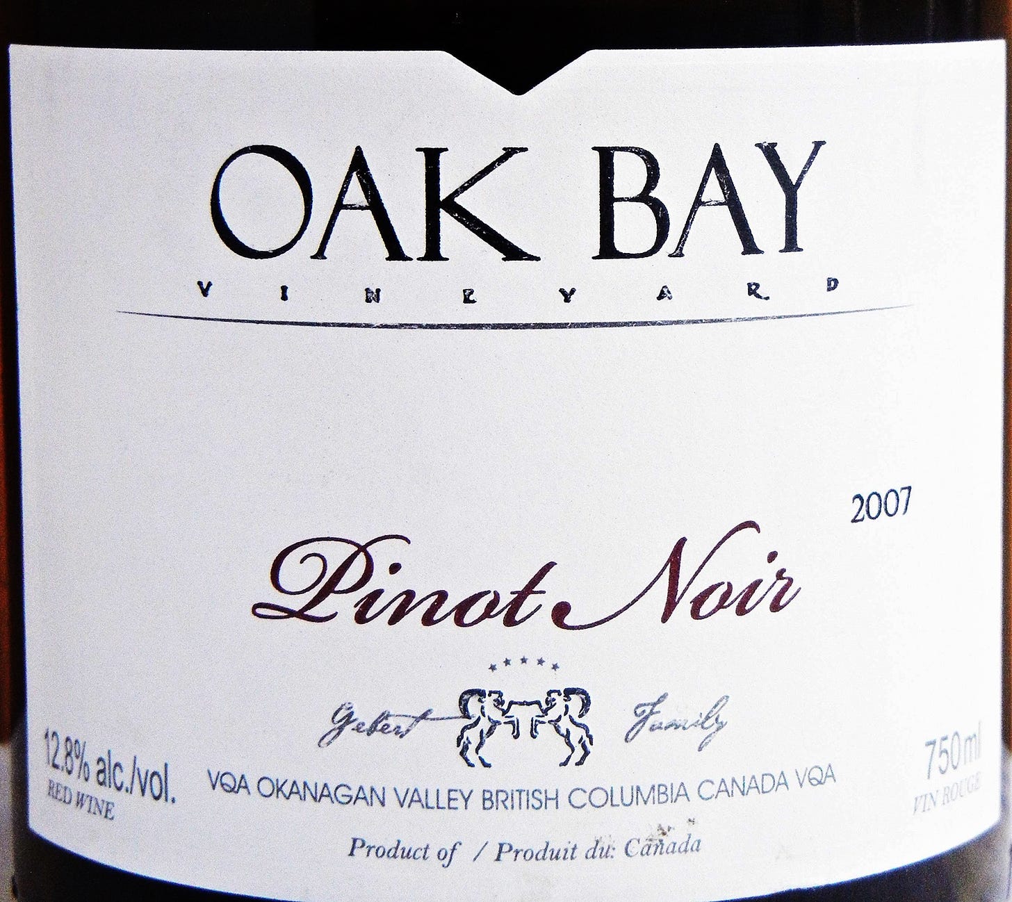 Oak Bay Reserve Pinot Noir 2007 Label - BC Pinot Noir Tasting Review 23 