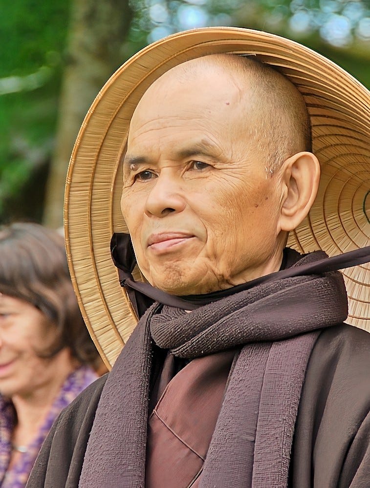 Buddhist monk Thich Nhat Hanh with peaceful smile