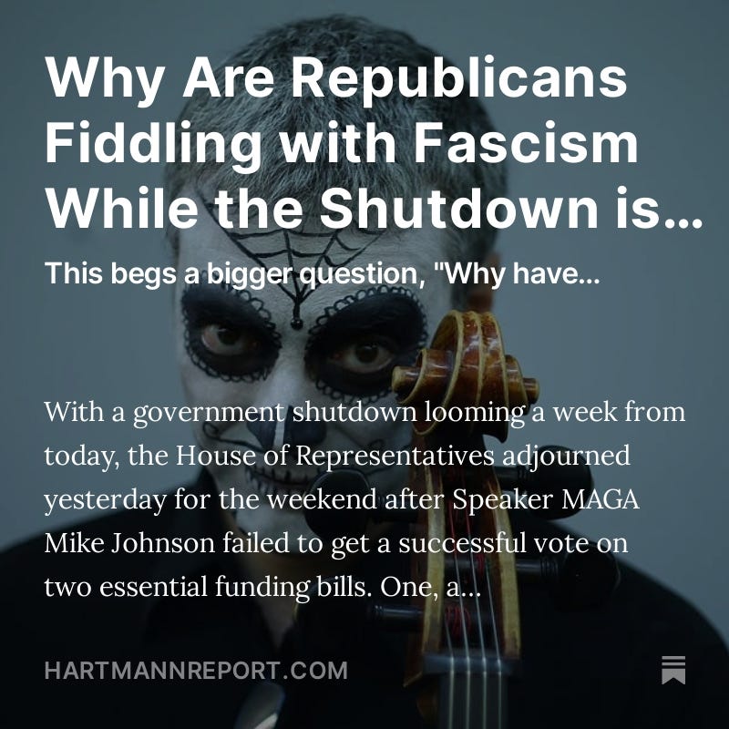 Why Are Republicans Fiddling with Fascism While the Shutdown is Looming?