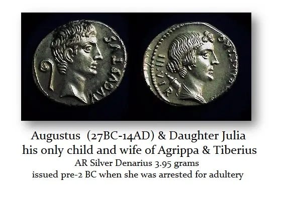 Augustus and daughter Julia Denarius