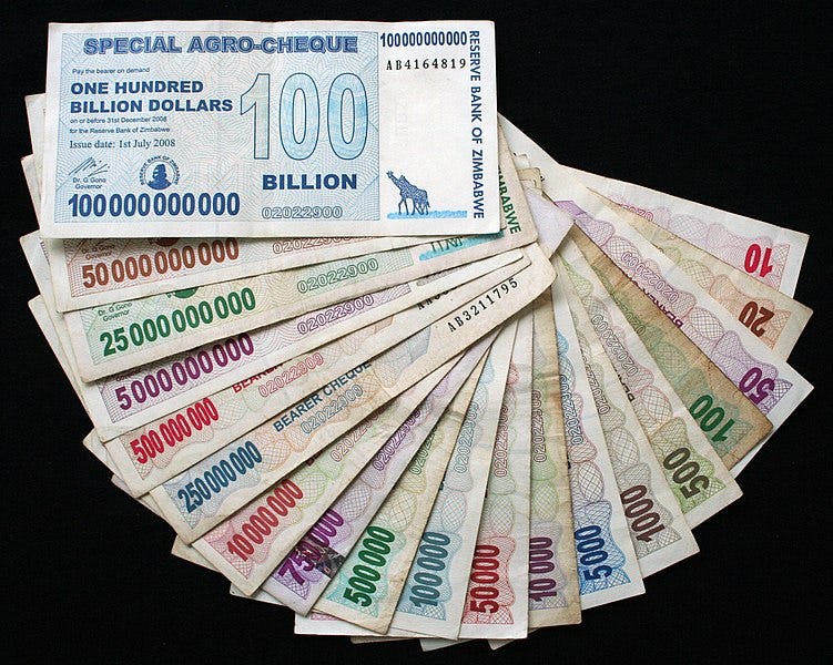 Zimbabwe Hyperinflation 2008 notes printed by G+D