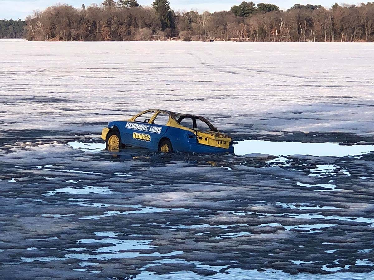 Menominee Lions car on the ice contest