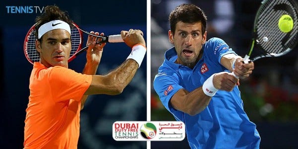 roger federer vs novak djokovic dubai 2015 images