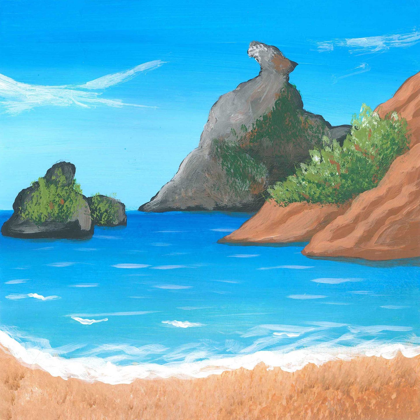 Calanques de Figuerolles - nature landscape painting - earth.fm