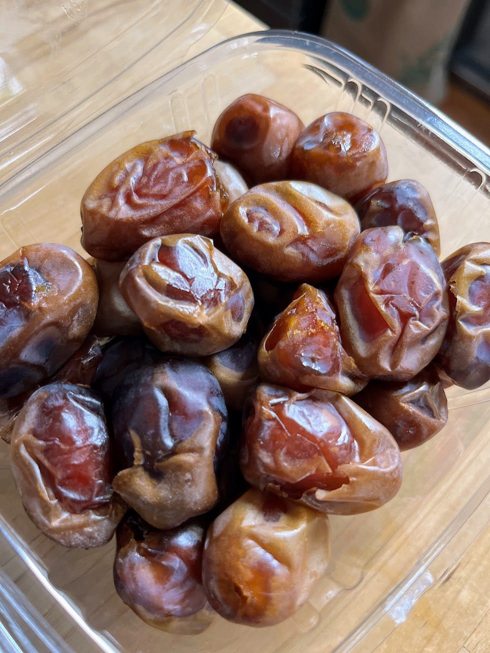Open container of Barhi dates