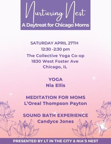 Infographic promoting an upcoming daytreat for Chicago-area moms
