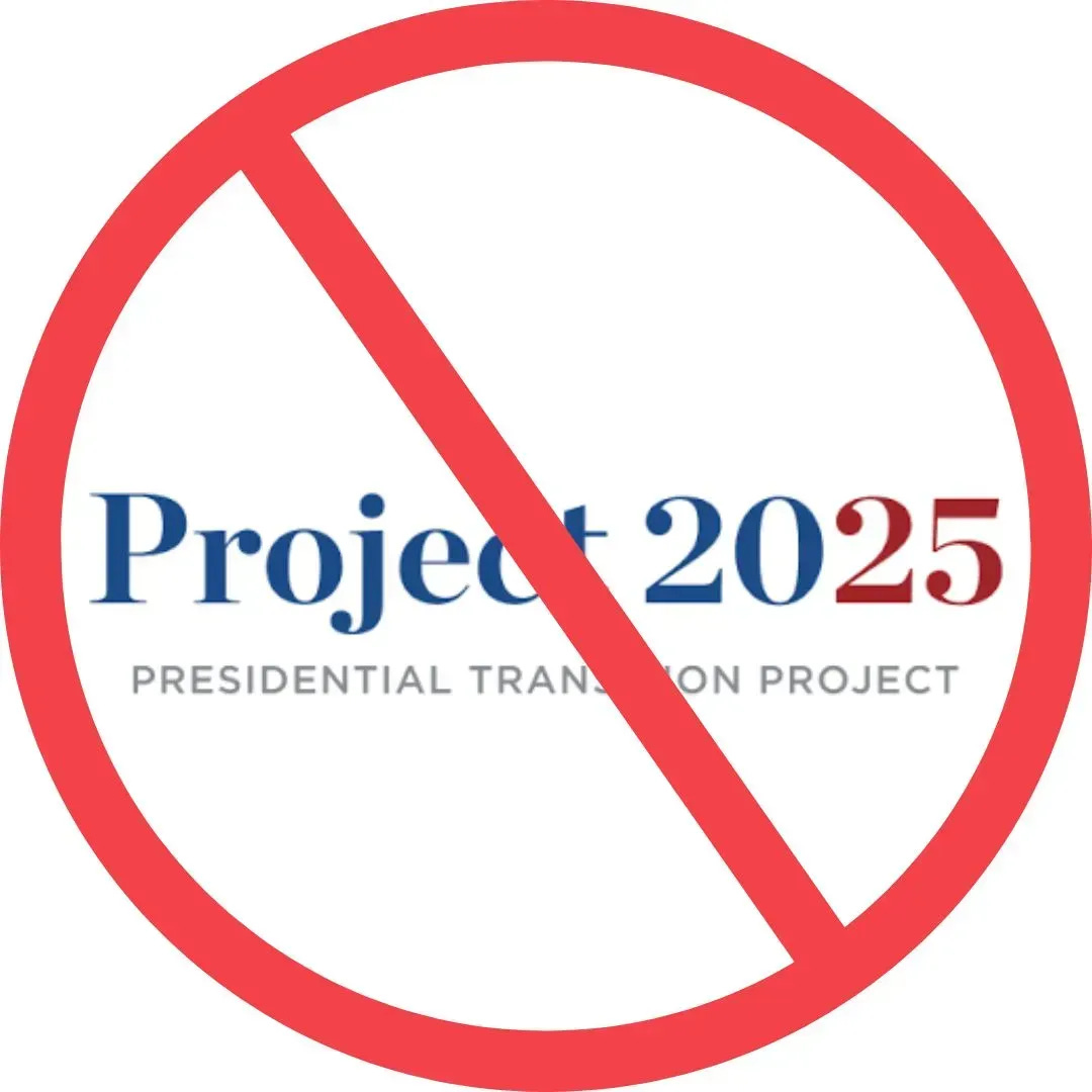 a “stop Project 2025” logo