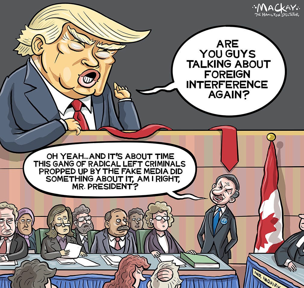 As Canada delves into an inquiry on foreign interference, the parallels between Pierre Poilievre and Donald Trump, including their mutual distrust of institutions, the media, and their overblown characterization of opponents as criminals, raise questions about their impact on the political landscape as the elections approach.