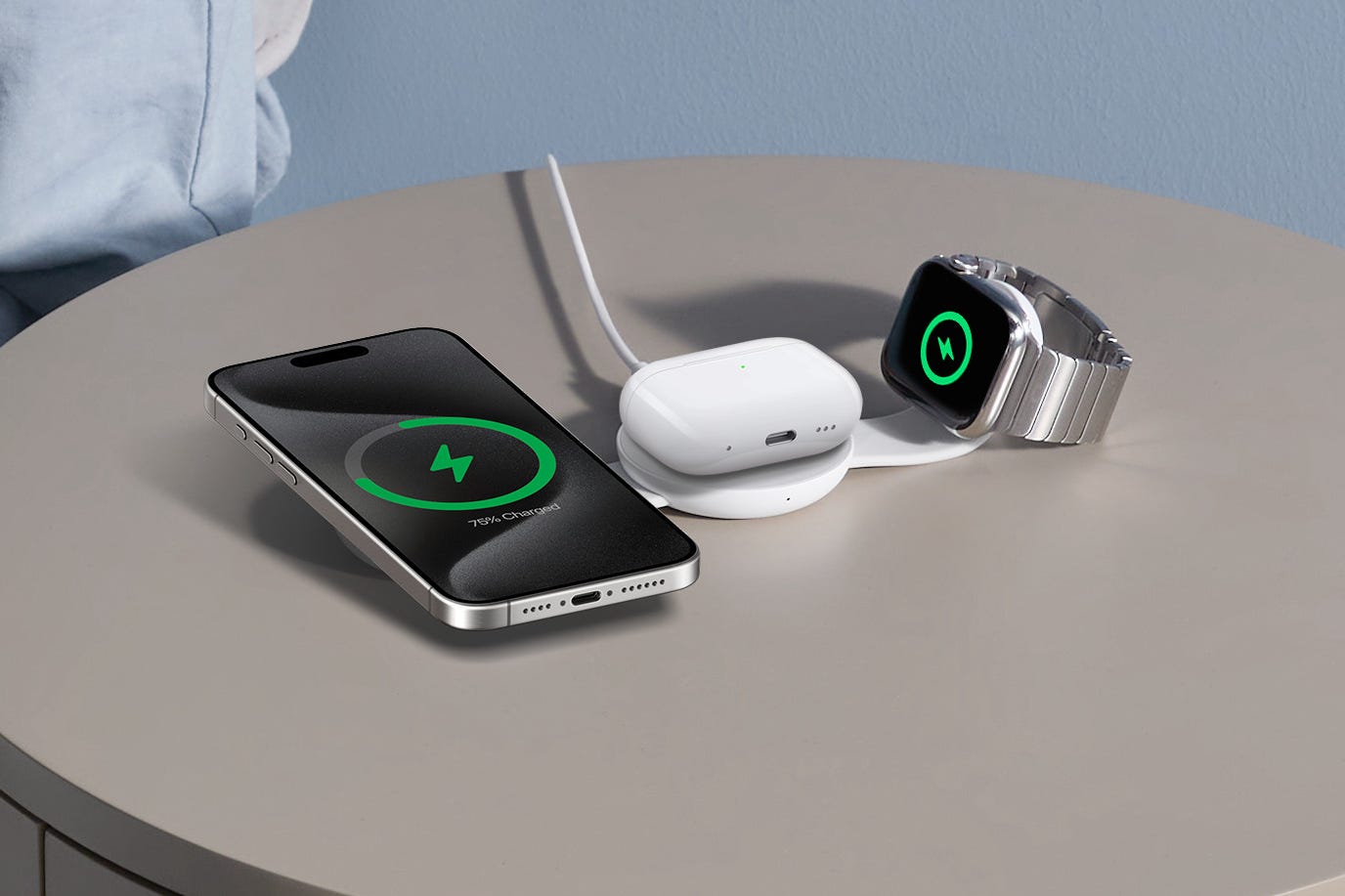 Anker MagGo charging station for iPhone, Apple Watch, and AirPods.