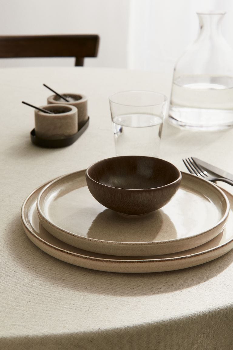 Stoneware plate - Beige - Home All | H&M GB