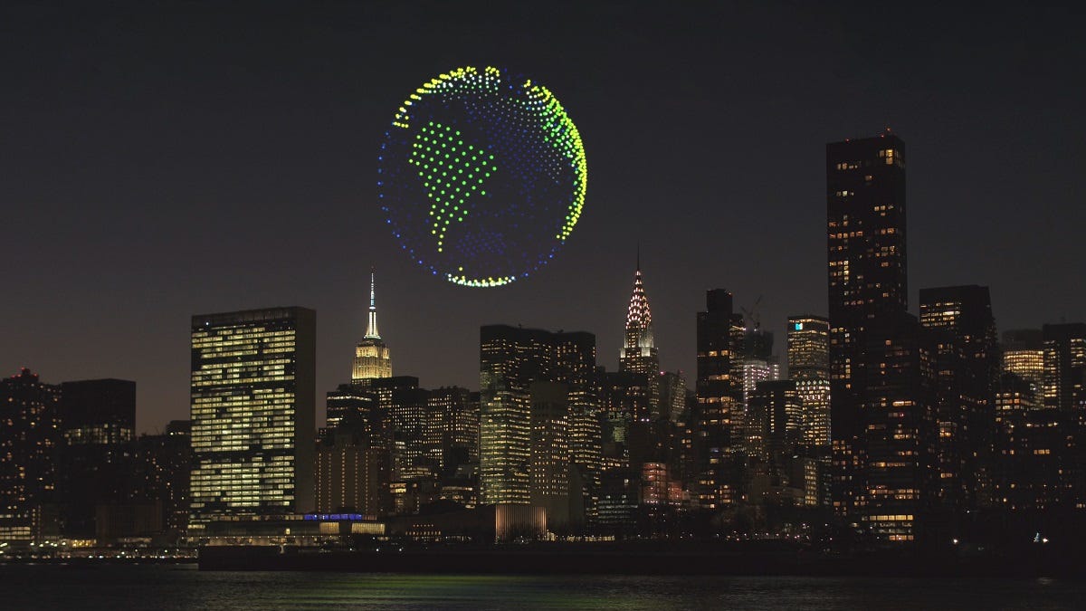 A thousand drones bring climate-change light show to New York's skyline |  VentureBeat
